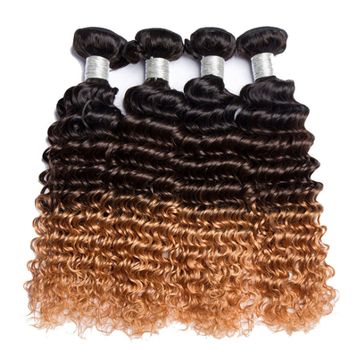 100% Natural Deep Wave Double Weft Brasileiro Remy Hair Bundles Vendedor com Ombre Color