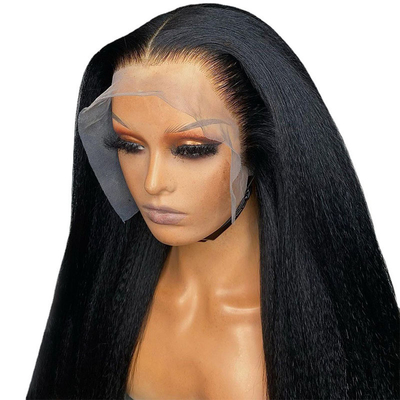 Cores de renda castanho claro 13*4 HD Afro Kinky Direito cabelo humano renda perucas frontais vendedores