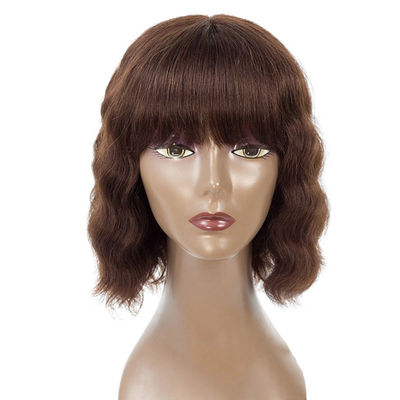 250g-450g Peruca de cabelo humano brasileiro em massa Virgem Remy Máquina feita curta Bob Perucas com farpas Fornecedores