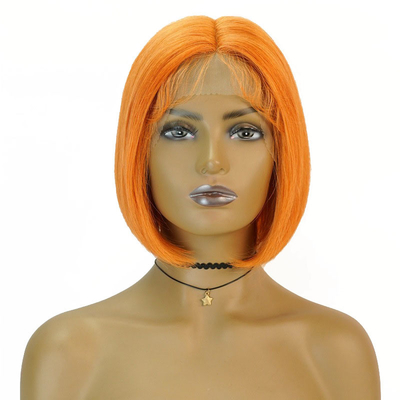 Endereço transparente 150% Densidade Remy cabelo destaque laranja Bob retas perucas com cabelo de bebê