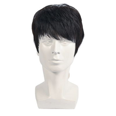 150% Densidade Natural Preto Cabelo Humano Curto Peruca para Homens