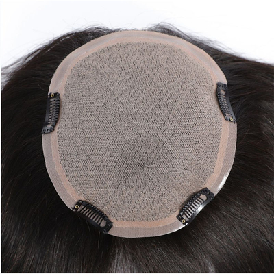 Boa Toupee de Cabelos Verdadeiros para Mulheres com técnica feita à mão e aberturas de seda de pele fina