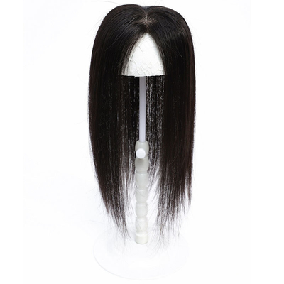 Toupee de cabelo comprido feito à mão para mulheres com cor natural e densidade pesada