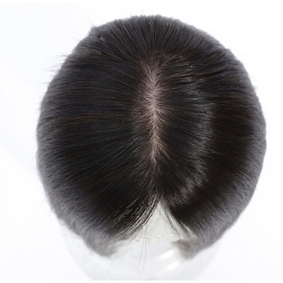 Toupee de cabelo comprido feito à mão para mulheres com cor natural e densidade pesada