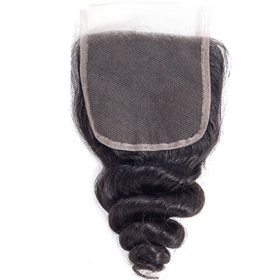 Extensão de cabelo humano 4x4 fecho de renda sem cola curto de onda solta peruca de cabelo remy