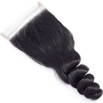 Extensão de cabelo humano 4x4 fecho de renda sem cola curto de onda solta peruca de cabelo remy