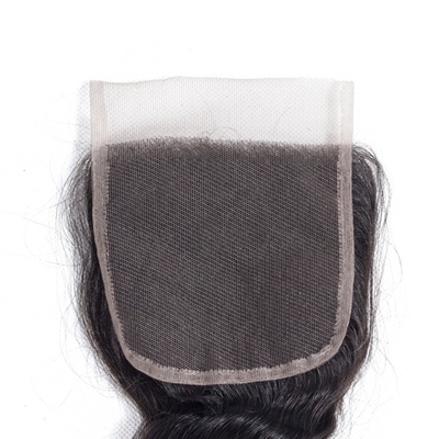 Extensão de cabelo humano 4x4 fecho de renda sem cola curto de onda solta peruca de cabelo remy