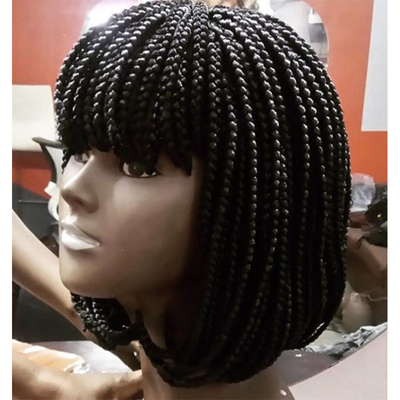 Melhores Preços Peruca de cabelo sintético com renda Frente de alta temperatura Fibra de cabelo Cor preta