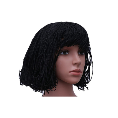 Melhores Preços Peruca de cabelo sintético com renda Frente de alta temperatura Fibra de cabelo Cor preta