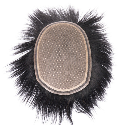 Tipos de cabelos retos 100% de cabelo humano Homens Toupee com pele fina e densidade leve
