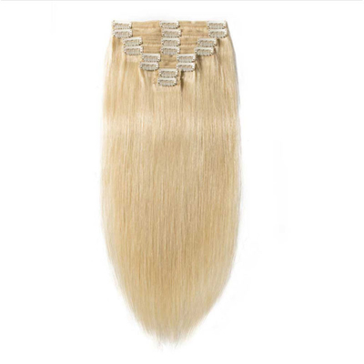 100% Clip de cabelo humano em extensões de cabelo e suave brilhante sem emaranhamento 613 / 24 cor