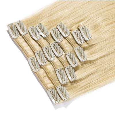 100% Clip de cabelo humano em extensões de cabelo e suave brilhante sem emaranhamento 613 / 24 cor