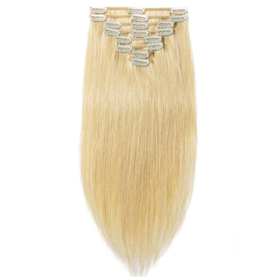 100% Clip de cabelo humano em extensões de cabelo e suave brilhante sem emaranhamento 613 / 24 cor