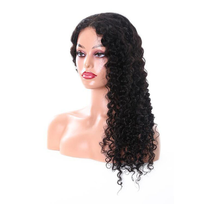 Peruca frontal de renda com aberturas de renda suíça.