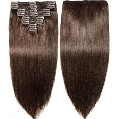 Experimente a vantagem do clipe de cabelo humano reto em extensões suaves e brilhantes