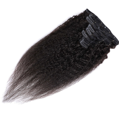 100% de cabelo humano em extensões de clip bom Kinky recto natural extensão de cabelo