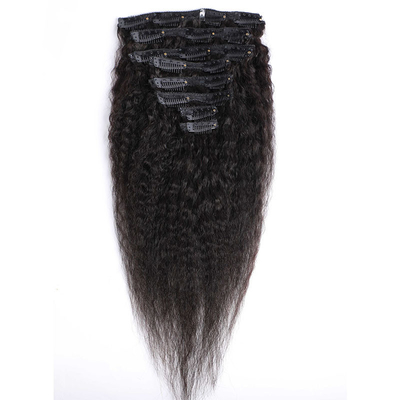 100% de cabelo humano em extensões de clip bom Kinky recto natural extensão de cabelo