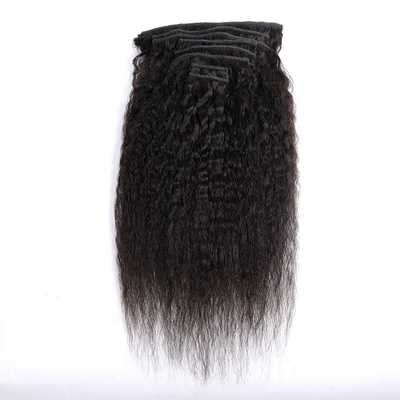 100% de cabelo humano em extensões de clip bom Kinky recto natural extensão de cabelo