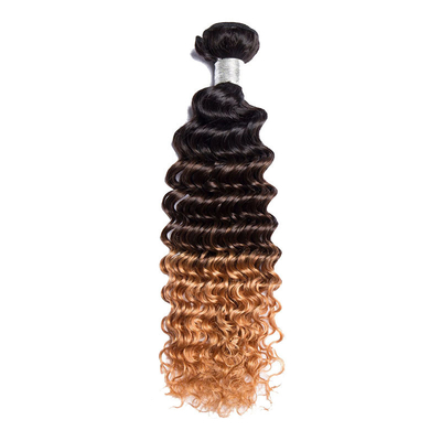 100% Natural Deep Wave Double Weft Brasileiro Remy Hair Bundles Vendedor com Ombre Color