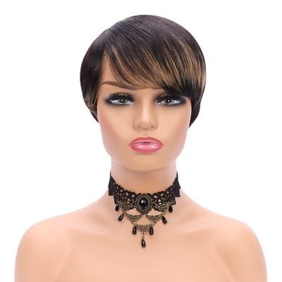 Fabricantes Cabelo Humano Pixie Corte Peruca Peruca Vantagem Suave Brilhante Sem Enredos 0.5KG