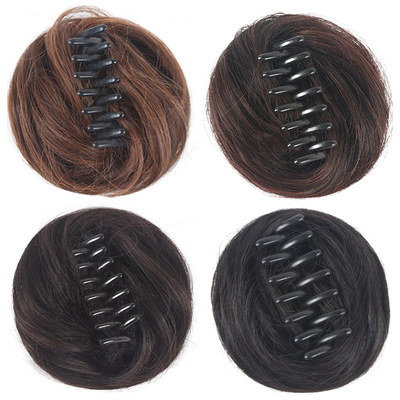 Marrom claro/marrom escuro/marrom escuro/natural preto 100% cabelo humano Chignon na moda