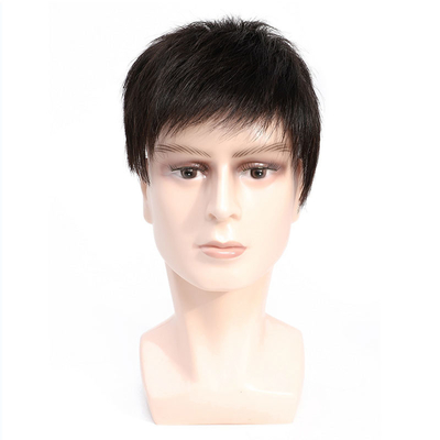 Design esquerdo Toupee masculino com aberturas de pele fina e 100% de cabelo humano