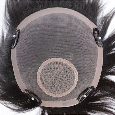 Design esquerdo Toupee masculino com aberturas de pele fina e 100% de cabelo humano