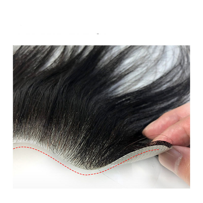 Design esquerdo Toupee masculino com aberturas de pele fina e 100% de cabelo humano
