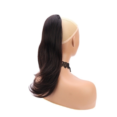 Remy Hair Extenção de cauda de cavalo de cabelo humano brasileiro com crochê e laço alinhados na cutícula