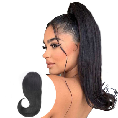Clip de cabelo humano 100% em extensão de cavalo reta 16 polegadas virgem crua natural preto