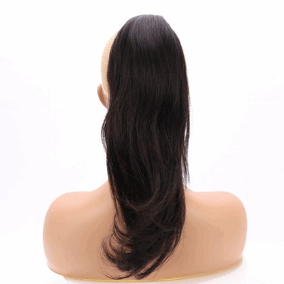 Clip de cabelo humano 100% em extensão de cavalo reta 16 polegadas virgem crua natural preto