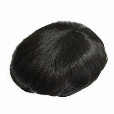 Toupee de cor natural para homens com estilo traseiro personalizado 100% encaixe de cabelo humano