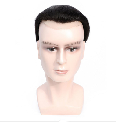 Densidade leve Remy Hair Toupee masculino Full Hand Tie Técnica Sistema de cabelo de renda suíça