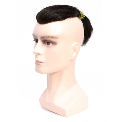 Densidade leve Remy Hair Toupee masculino Full Hand Tie Técnica Sistema de cabelo de renda suíça