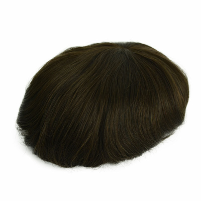 Densidade leve Remy Hair Toupee masculino Full Hand Tie Técnica Sistema de cabelo de renda suíça