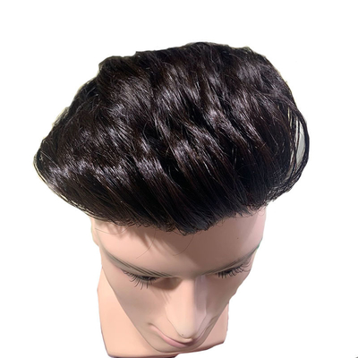 Toupee injetável de renda suíça para homens 100% sistema de substituição de cabelo humano 24mm textura