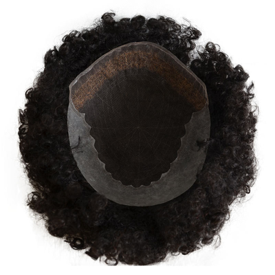 Toupee Textura 24mm Afro Kinky Curly Swiss Lace Homens unidades de cabelo natural cabelo humano peruca