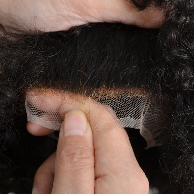 Toupee Textura 24mm Afro Kinky Curly Swiss Lace Homens unidades de cabelo natural cabelo humano peruca