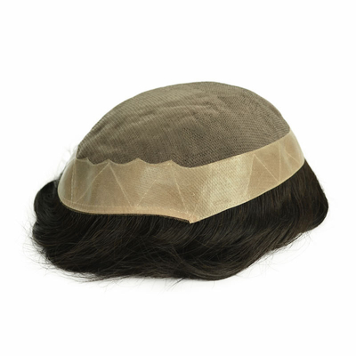 Mono Top Homem Toupee 100% Cabelo Humano Remy Grau Natural Linha do Cabelo Remy indiano