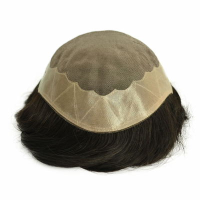 Mono Top Homem Toupee 100% Cabelo Humano Remy Grau Natural Linha do Cabelo Remy indiano
