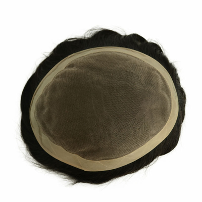 Mono Top Homem Toupee 100% Cabelo Humano Remy Grau Natural Linha do Cabelo Remy indiano