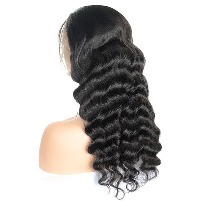 Todas as COLORES Natural Solto Onda Profunda Suíça renda Frontal Brasil cabelo humano Perucas para mulheres negras