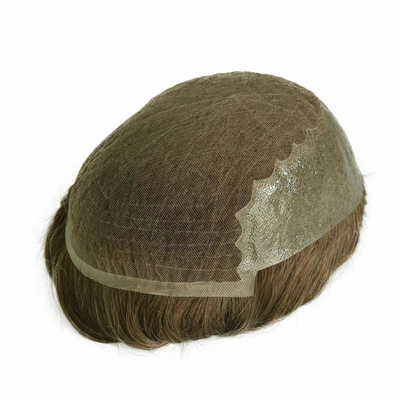 Topo de homem de PU de renda natural para 100% cabelo humano Perucas de tecelagem masculina Peiteados Sistema de remendos de unidade
