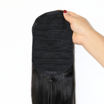 100% de cabelo humano virgem, sedoso, reta, de cordas, rabo de cavalo, maior proporção de cabelo, 60%