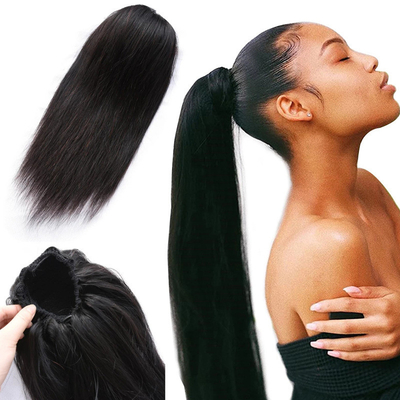 100% de cabelo humano virgem, sedoso, reta, de cordas, rabo de cavalo, maior proporção de cabelo, 60%