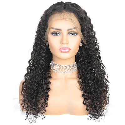 Perucas Frontais de renda Cabelo Humano Quiroso Coroado Preto Natural renda Frontal 13*4/4*4/T-lace