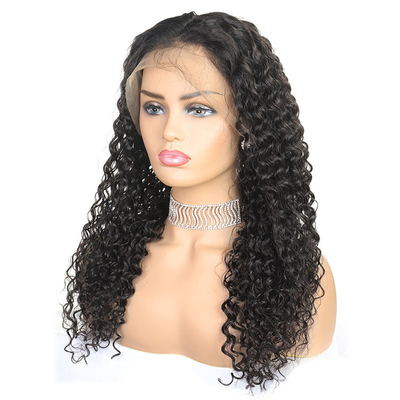 Perucas Frontais de renda Cabelo Humano Quiroso Coroado Preto Natural renda Frontal 13*4/4*4/T-lace