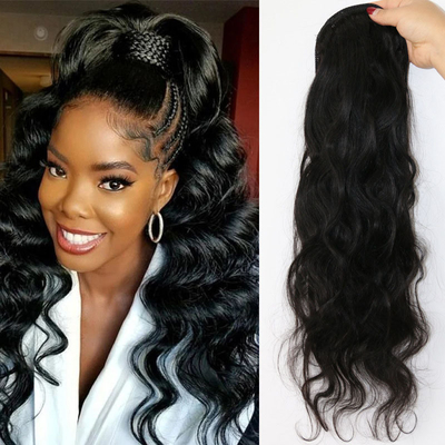 Pedaço de cabelo preto personalizado com vantagem livre de descascamento e emaranhamento