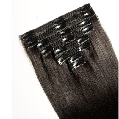 Full Cuticle Hair Clip Ins Raw Indian Real Hair Extensions para Mulheres Negras