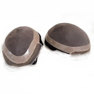 Densidade de toupee 100% 100% substituição de cabelo humano com NPU e renda ao redor